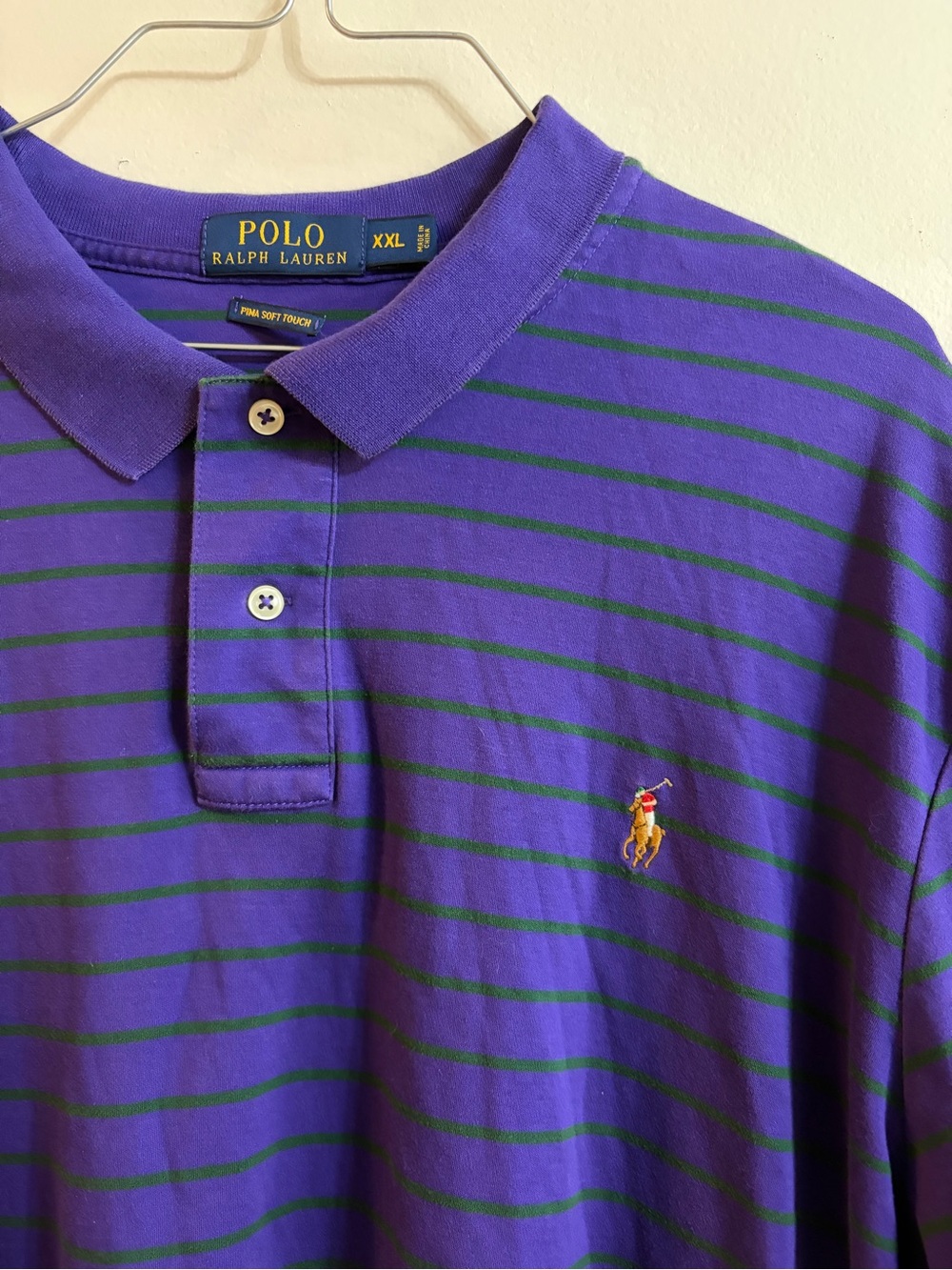 Ralph Lauren Purple Polo with Green Stripes